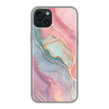 Силиконовый чехол на Iphone 15 Plus с принтом розовый мрамор Силиконовый чехол на Iphone 15 Plus с принтом розовый мрамор
