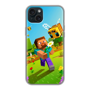 Силиконовый чехол на Iphone 15 Plus с принтом Майнкрафт Minecraft Силиконовый чехол на Iphone 15 Plus с принтом Майнкрафт Minecraft