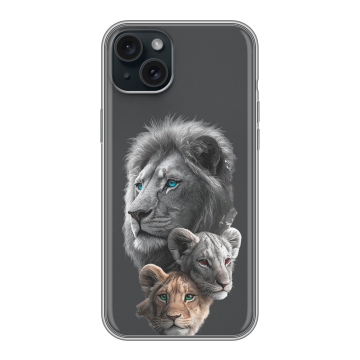 Силиконовый чехол на Iphone 15 Plus с принтом Львы Силиконовый чехол на Iphone 15 Plus с принтом Львы
