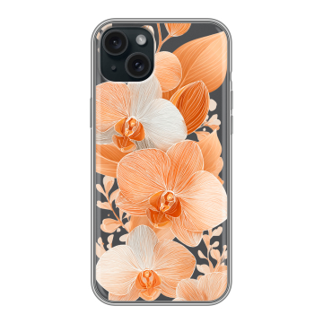Силиконовый чехол на Iphone 15 Plus с принтом Бежевые цветы Силиконовый чехол на Iphone 15 Plus с принтом Бежевые цветы