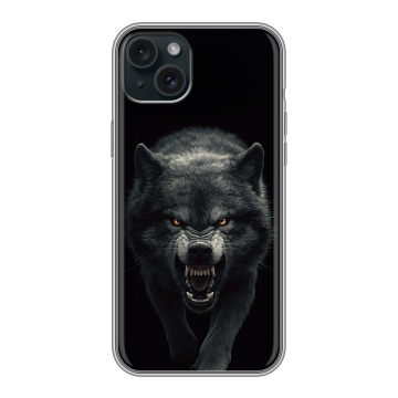 Силиконовый чехол на Iphone 15 Plus с принтом Волк