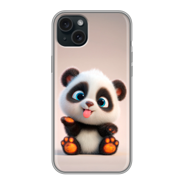 Силиконовый чехол на Iphone 15 Plus с принтом милая панда Силиконовый чехол на Iphone 15 Plus с принтом милая панда