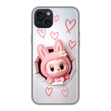 Силиконовый чехол на Iphone 15 Plus с принтом Labubu Лабубу Силиконовый чехол на Iphone 15 Plus с принтом Labubu Лабубу