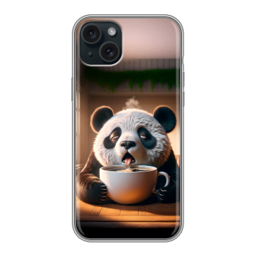 Силиконовый чехол на Iphone 15 Plus с принтом смешная панда