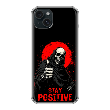 Силиконовый чехол на Iphone 15 Plus с принтом смешной скелет Силиконовый чехол на Iphone 15 Plus с принтом смешной скелет