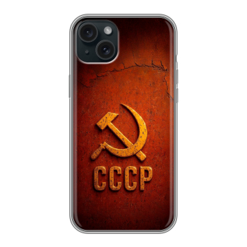 Силиконовый чехол на Iphone 15 Plus с принтом Флаг Герб СССР Силиконовый чехол на Iphone 15 Plus с принтом Флаг Герб СССР
