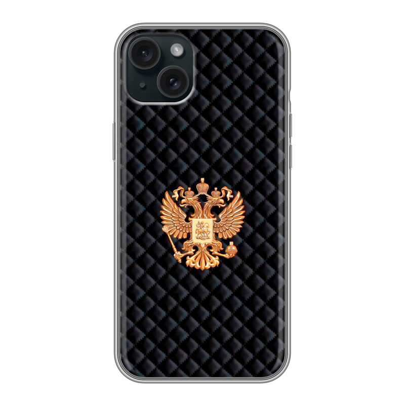 Силиконовый чехол на Iphone 15 Plus с принтом Герб России принт Силиконовый чехол на Iphone 15 Plus с принтом Герб России принт