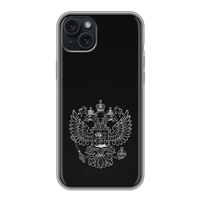 Силиконовый чехол на Iphone 15 Plus с принтом Герб России Силиконовый чехол на Iphone 15 Plus с принтом Герб России