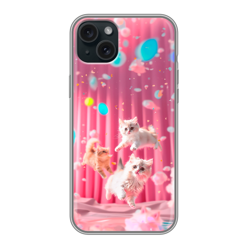 Силиконовый чехол на Iphone 15 Plus с принтом милые котики Силиконовый чехол на Iphone 15 Plus с принтом милые котики