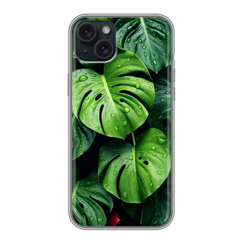 Силиконовый чехол на Iphone 15 Plus с принтом Листья Силиконовый чехол на Iphone 15 Plus с принтом Листья