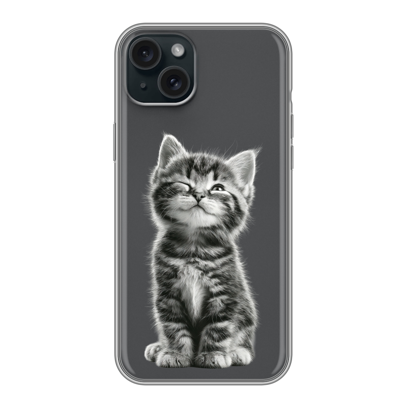 Силиконовый чехол на Iphone 15 Plus с принтом Котенок Силиконовый чехол на Iphone 15 Plus с принтом Котенок