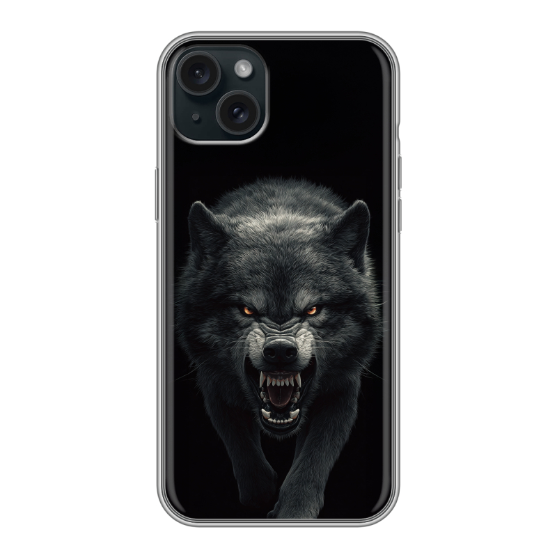 Силиконовый чехол на Iphone 15 Plus с принтом Волк Силиконовый чехол на Iphone 15 Plus с принтом Волк