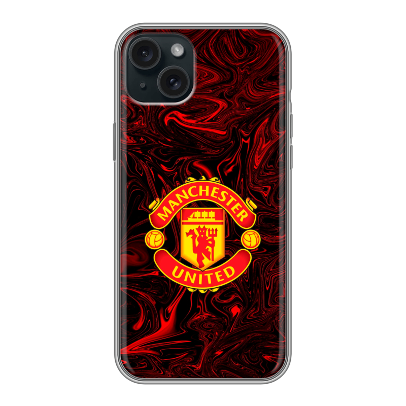 Силиконовый чехол на Iphone 15 Plus с принтом Manchester United Силиконовый чехол на Iphone 15 Plus с принтом Manchester United