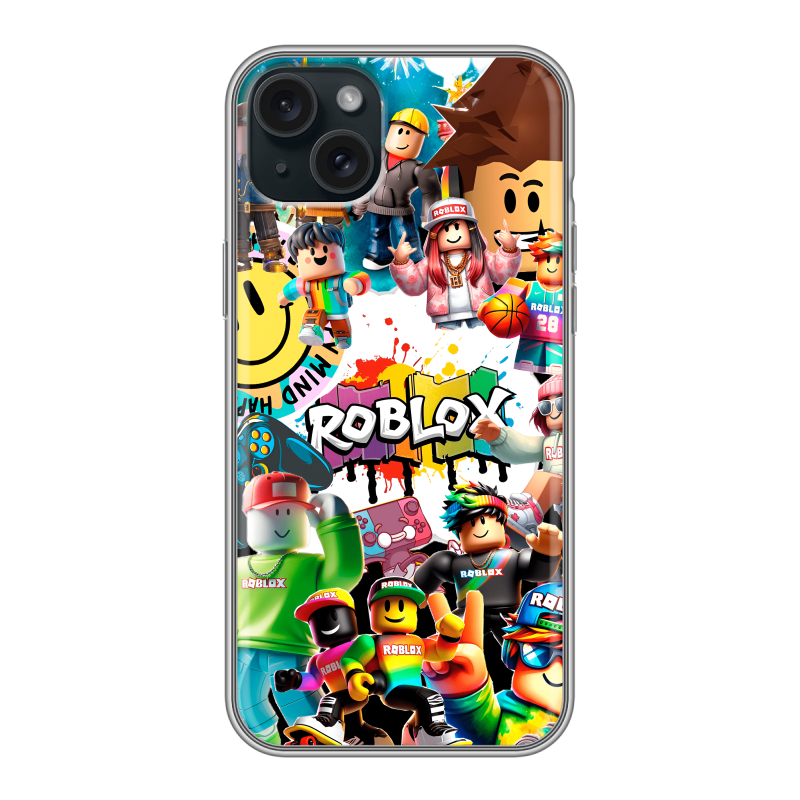 Силиконовый чехол на Iphone 15 Plus с принтом Roblox Роблокс Силиконовый чехол на Iphone 15 Plus с принтом Roblox Роблокс