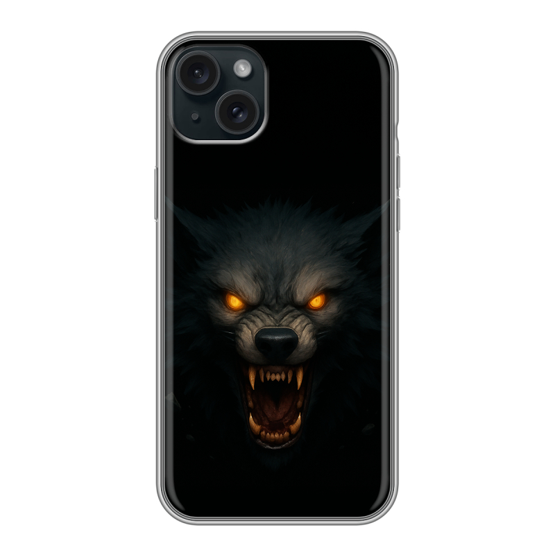 Силиконовый чехол на Iphone 15 Plus с принтом Волк Силиконовый чехол на Iphone 15 Plus с принтом Волк