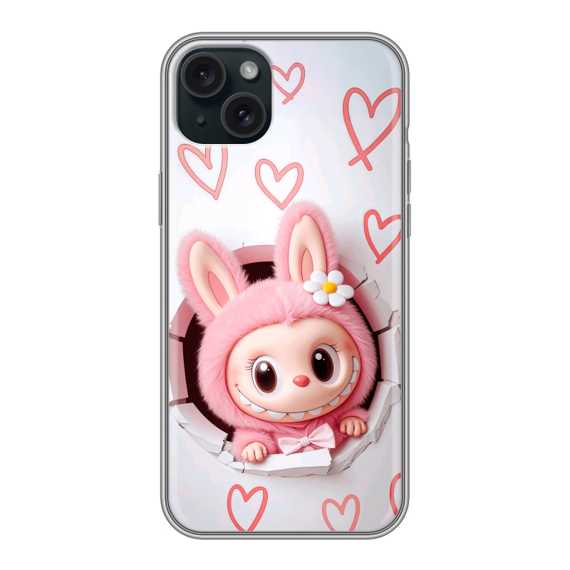 Силиконовый чехол на Iphone 15 Plus с принтом Labubu Лабубу Силиконовый чехол на Iphone 15 Plus с принтом Labubu Лабубу