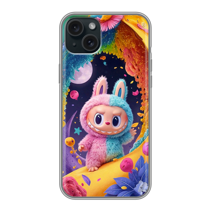 Силиконовый чехол на Iphone 15 Plus с принтом Labubu Лабубу Силиконовый чехол на Iphone 15 Plus с принтом Labubu Лабубу