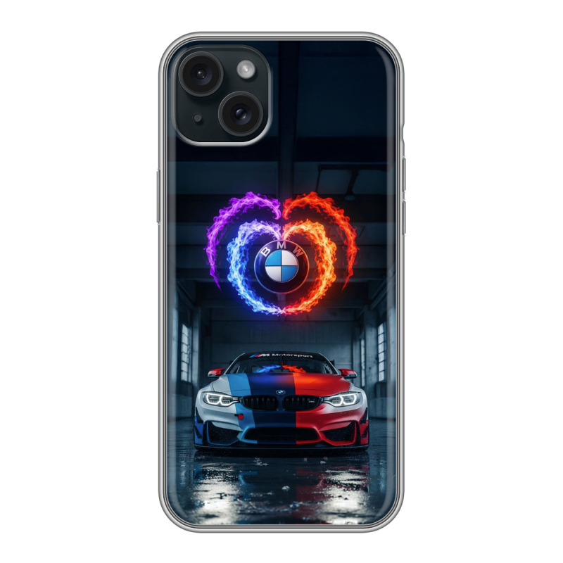 Силиконовый чехол на Iphone 15 Plus с принтом BMW БМВ Силиконовый чехол на Iphone 15 Plus с принтом BMW БМВ