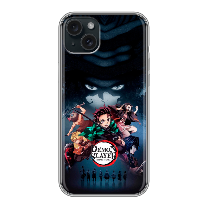 Силиконовый чехол на Iphone 15 Plus с принтом Demon Slayer Клинок рассекающий демонов Силиконовый чехол на Iphone 15 Plus с принтом Demon Slayer Клинок рассекающий демонов