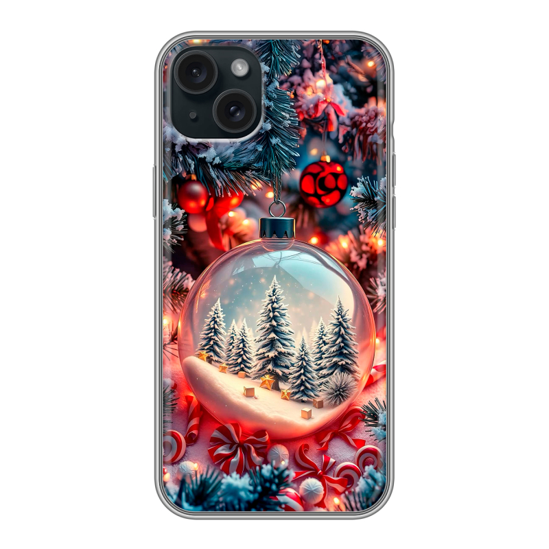 Силиконовый чехол на Iphone 15 Plus с принтом Новый год Силиконовый чехол на Iphone 15 Plus с принтом Новый год