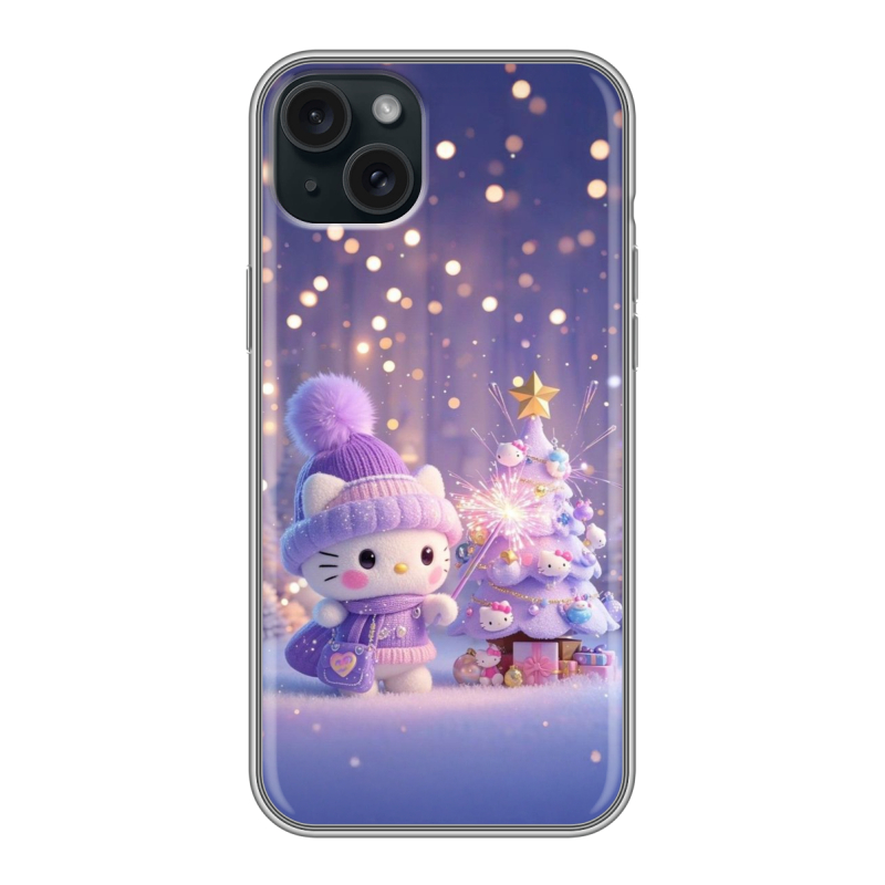 Силиконовый чехол на Iphone 15 Plus с принтом Новый год Силиконовый чехол на Iphone 15 Plus с принтом Новый год