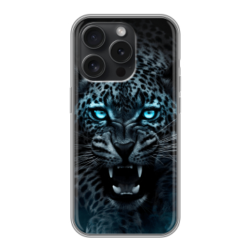 Силиконовый чехол на Iphone 15 Pro с принтом Темный леопард