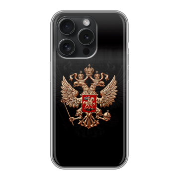 Силиконовый чехол на Iphone 15 Pro с принтом Герб России