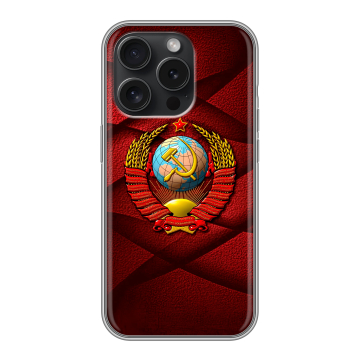 Силиконовый чехол на Iphone 15 Pro с принтом Герб СССР