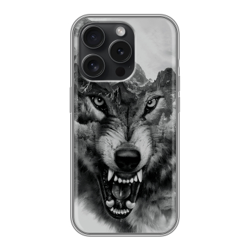 Силиконовый чехол на Iphone 15 Pro с принтом Волк