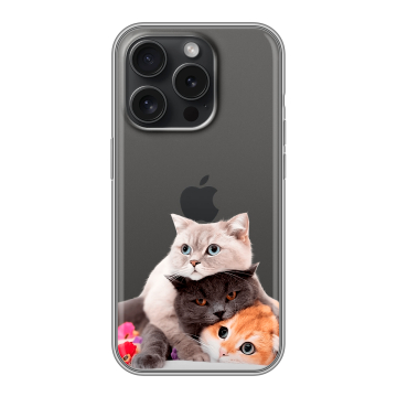 Силиконовый чехол на Iphone 15 Pro с принтом Кошки