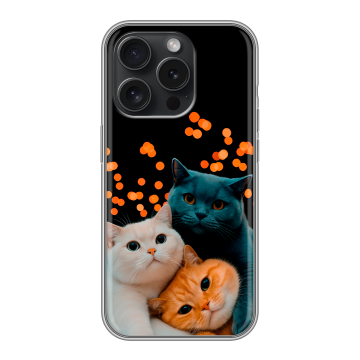 Силиконовый чехол на Iphone 15 Pro с принтом Кошки