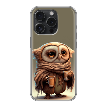 Силиконовый чехол на Iphone 15 Pro с принтом Сова