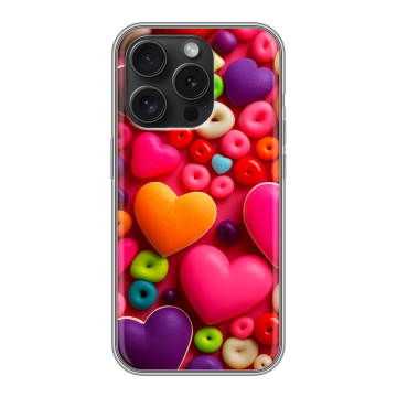 Силиконовый чехол на Iphone 15 Pro с принтом Сердечки