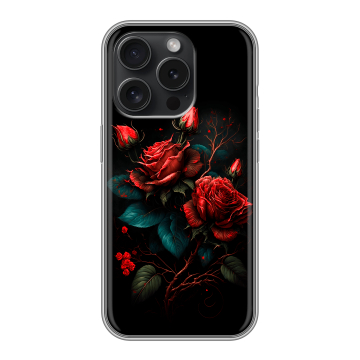 Силиконовый чехол на Iphone 15 Pro с принтом Розы красные Силиконовый чехол на Iphone 15 Pro с принтом Розы красные