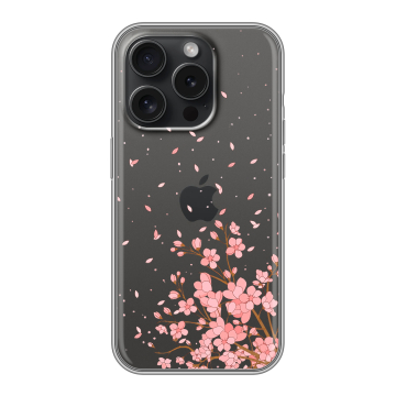 Силиконовый чехол на Iphone 15 Pro с принтом Ветка сакуры Силиконовый чехол на Iphone 15 Pro с принтом Ветка сакуры