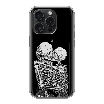 Силиконовый чехол на Iphone 15 Pro с принтом Поцелуй скелетов Силиконовый чехол на Iphone 15 Pro с принтом Поцелуй скелетов