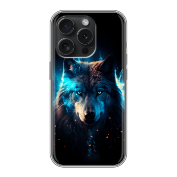 Силиконовый чехол на Iphone 15 Pro с принтом Волк ночной Силиконовый чехол на Iphone 15 Pro с принтом Волк ночной