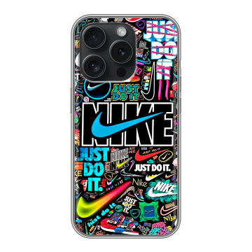 Силиконовый чехол на Iphone 15 Pro с принтом найк nike черный Силиконовый чехол на Iphone 15 Pro с принтом найк nike черный