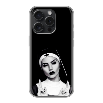 Силиконовый чехол на Iphone 15 Pro с принтом монашка Силиконовый чехол на Iphone 15 Pro с принтом монашка