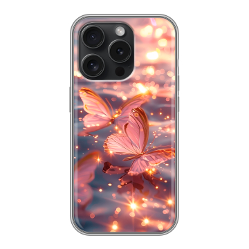 Силиконовый чехол на Iphone 15 Pro с принтом бабочки розовые Силиконовый чехол на Iphone 15 Pro с принтом бабочки розовые
