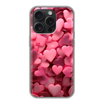 Силиконовый чехол на Iphone 15 Pro с принтом розовые сердечки Силиконовый чехол на Iphone 15 Pro с принтом розовые сердечки