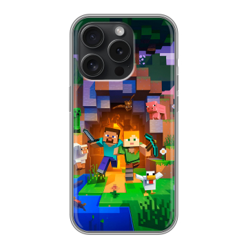 Силиконовый чехол на Iphone 15 Pro с принтом Майнкрафт Minecraft Силиконовый чехол на Iphone 15 Pro с принтом Майнкрафт Minecraft