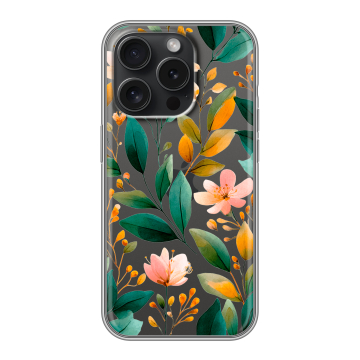 Силиконовый чехол на Iphone 15 Pro с принтом Цветы паттерн