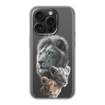 Силиконовый чехол на Iphone 15 Pro с принтом Львы