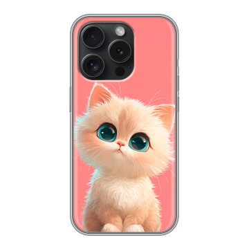 Силиконовый чехол на Iphone 15 Pro с принтом Розовый котенок