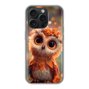 Силиконовый чехол на Iphone 15 Pro с принтом Милая сова