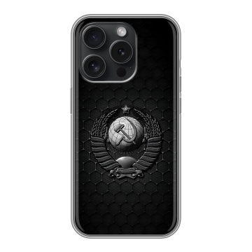Силиконовый чехол на Iphone 15 Pro с принтом Герб Флаг СССР Силиконовый чехол на Iphone 15 Pro с принтом Герб Флаг СССР