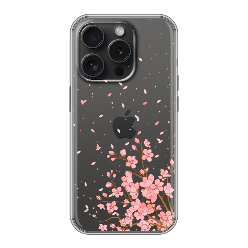 Силиконовый чехол на Iphone 15 Pro с принтом Ветка сакуры Силиконовый чехол на Iphone 15 Pro с принтом Ветка сакуры