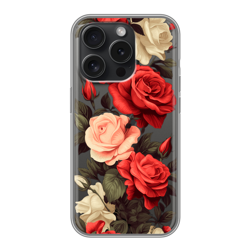 Силиконовый чехол на Iphone 15 Pro с принтом Розы Силиконовый чехол на Iphone 15 Pro с принтом Розы