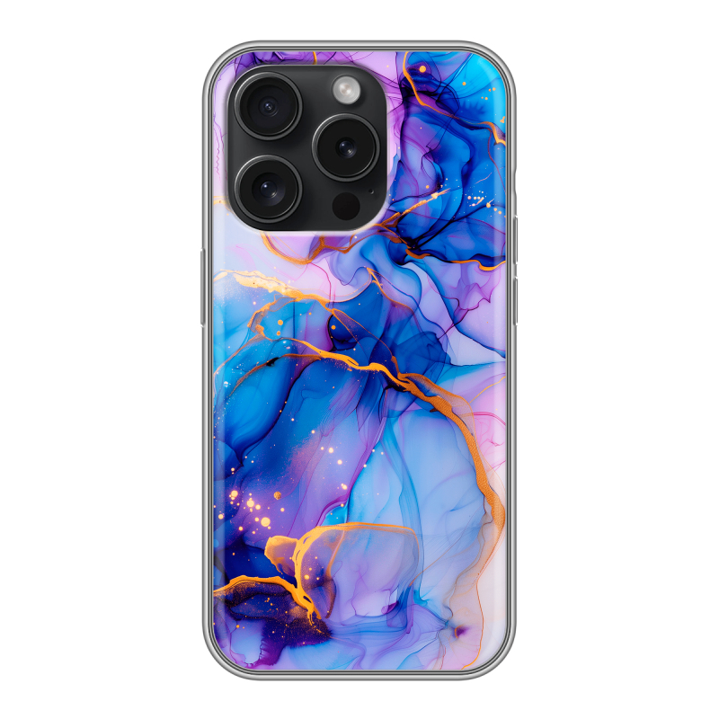 Силиконовый чехол на Iphone 15 Pro с принтом синий мрамор Силиконовый чехол на Iphone 15 Pro с принтом синий мрамор